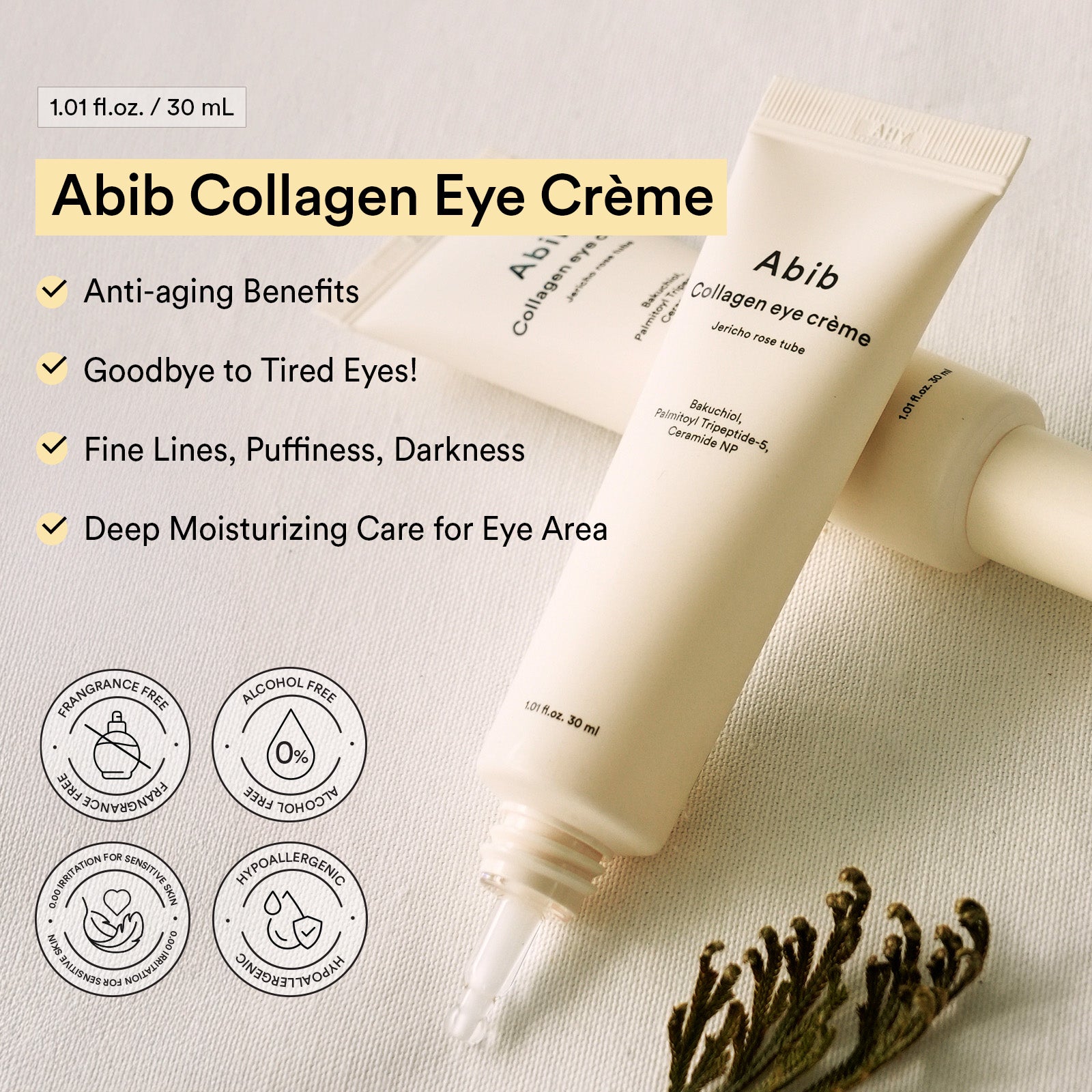 Collagen Eye Creme Jericho Rose Tube 30 ml / 1.01 fl. oz