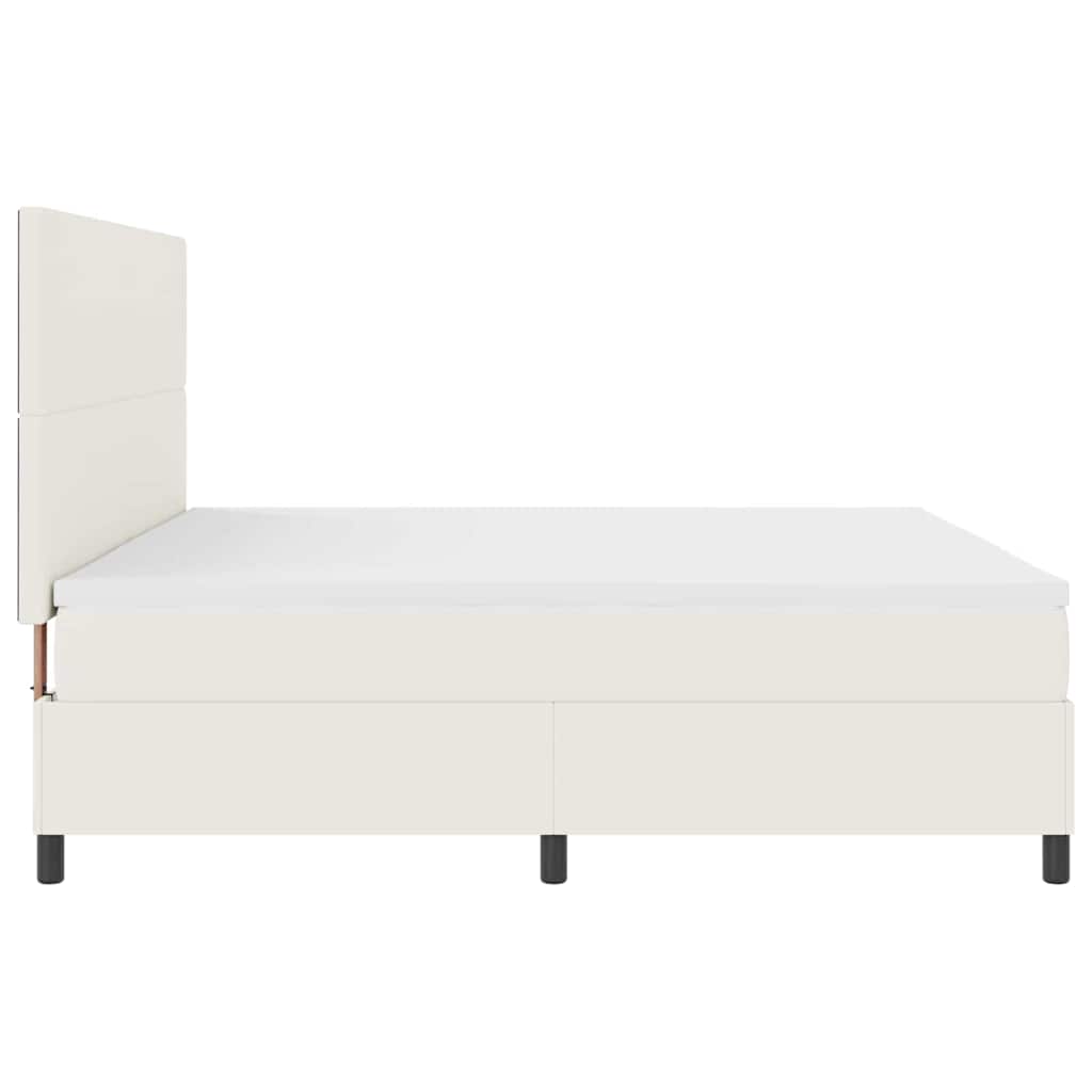 LED Box Spring Bed in Cream and White 200 x 200 cm Cord Fabric