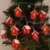 Christmas Wooden House LED String Light Xmas Tree Garland Home Fairy Lamp Merry Christmas Hanging Ornament Gifts