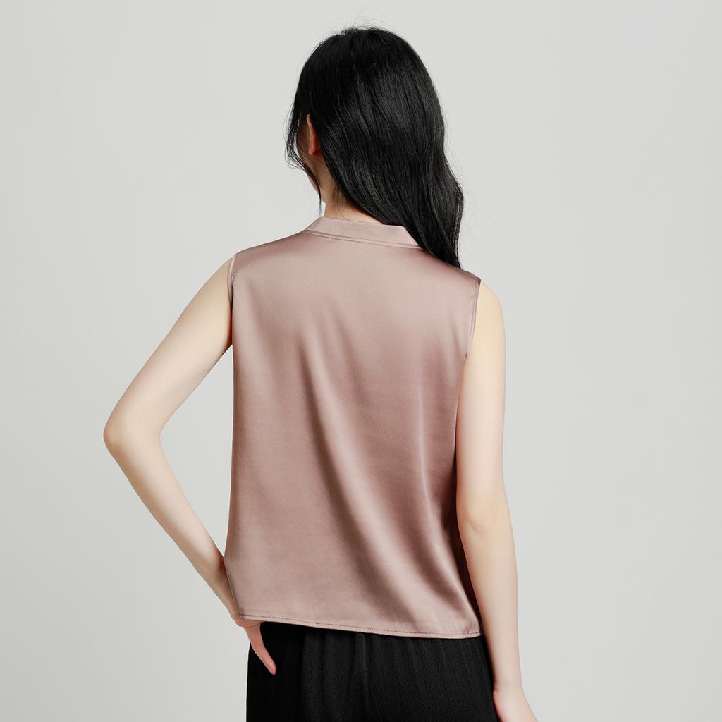 [New Chinese Style Pankou] New 92 Mulberry Silk Elegant Wrinkled Tank Top Women's Versatile Mulberry Silk Shirt T-shirt