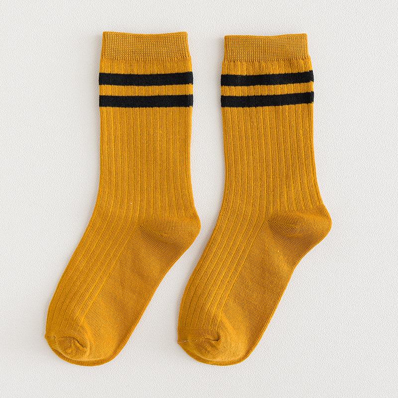 Harajuku Retro Wine Red Crew Socks Cotton Knitting Striped Long Socks Stripe Japanese High School Girls Cute Loose Socks Fashion