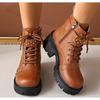 Fashion Women Platform Ankle Boots Vintage Thick Bottom Lace Up British Motorcycle Booties Outdoor Designer Shoes Women Zapatos De Mujer