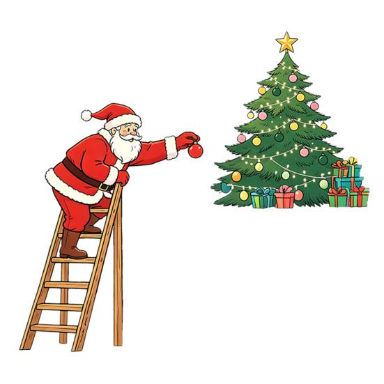 Christmas Party Atmosphere Decor Light Switch Sticker, Santa Claus Climbing Ladder Cover Funny Creative Xmas Supplies Peel & Stick Removable