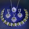 Multi Color Set with Zircon Earrings Bracelets Rings Necklaces Stylish Wedding
