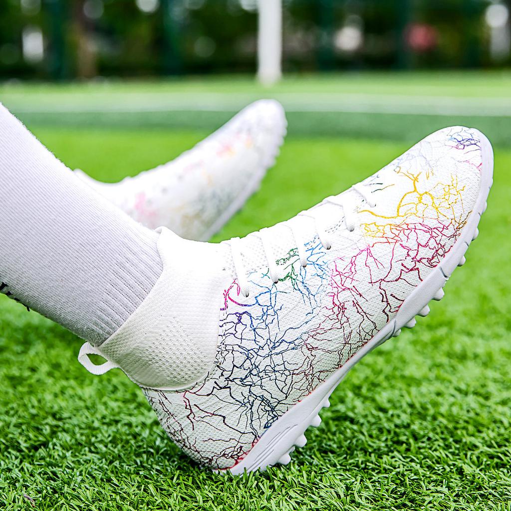 Scarpe da Calcio Professionali High-Top da Uomo, Tf, Chiodi Spezzati (Riferimento alle Tacchette), Unghie Corte (Riferimento ai Borchie), Allenamento su Erba Sintetica,