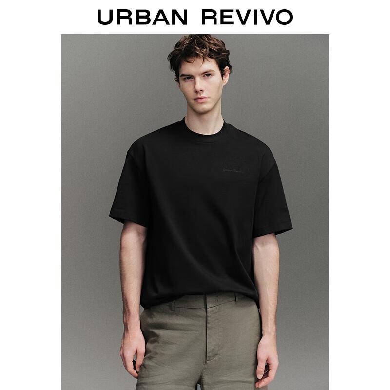 

UR Men s Letter Embroidery Cotton Crew Neck T-Shirt UUY450017 XS