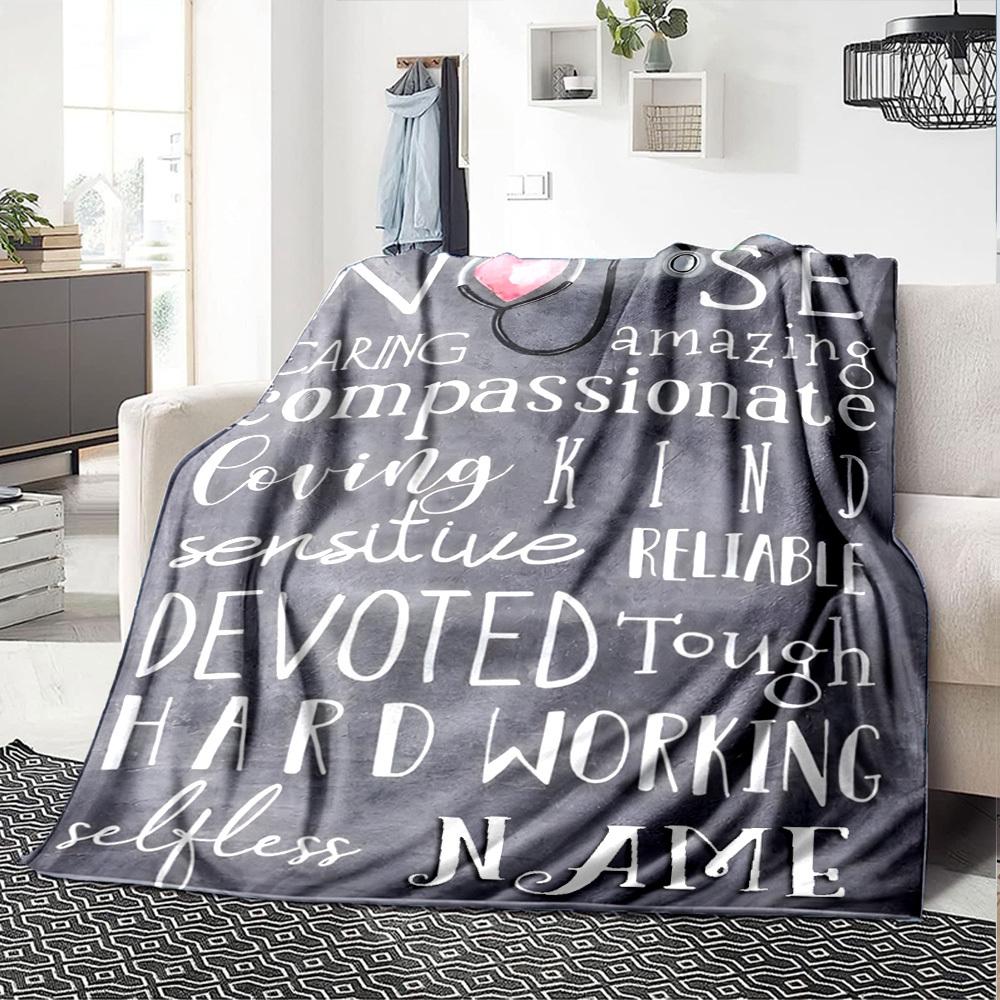 Nurse Traits And Qualities Multipurpose Personalized Blanket Personalized Text Ultrasoft Versatile For Sofa Couch Office Bed Picnics For All Occasions