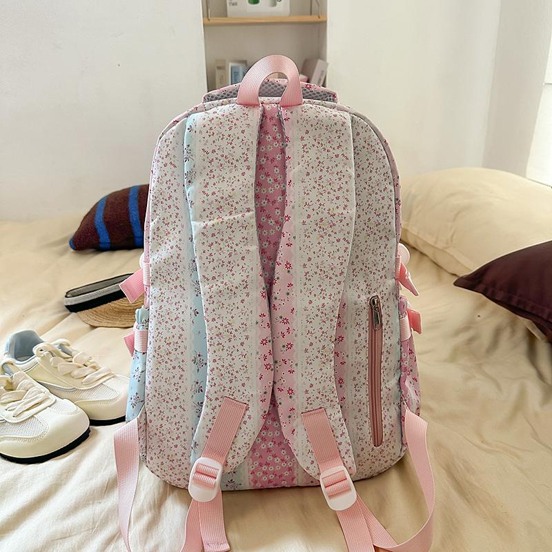 Large Capacity Student Schoolbag Girls Floral Print Backpack