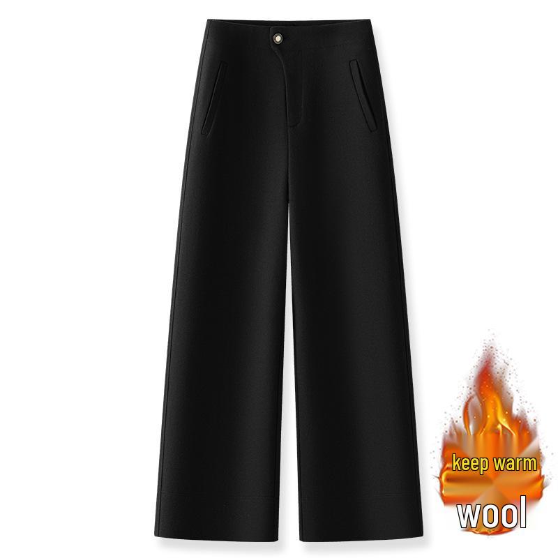 

2025 Women s Versatile High-Waisted Wide-Leg Pants: Autumn/Winter Casual, Slimming, Loose-Fit, Draped, Straight-Leg Design. 29 чорний