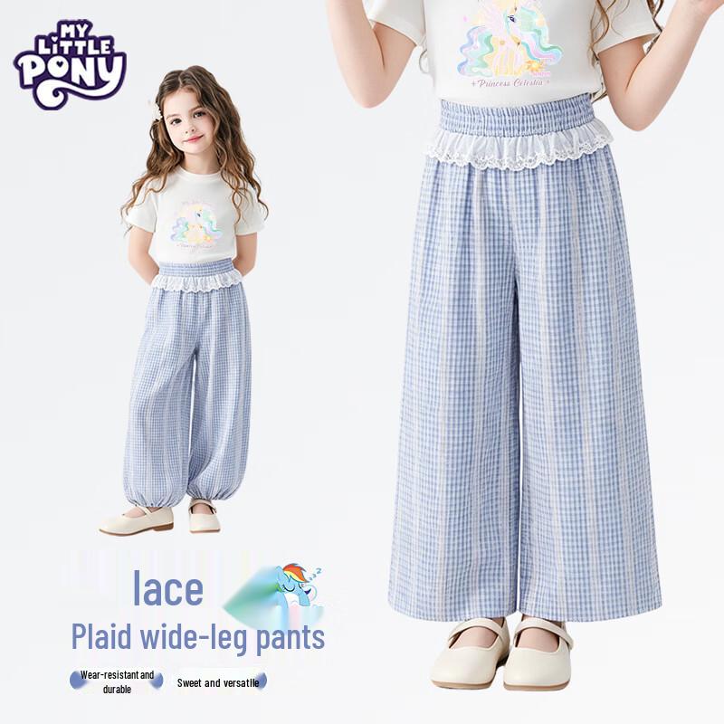 My Little Pony Girls  Blue and White Plaid Summer Pants 40