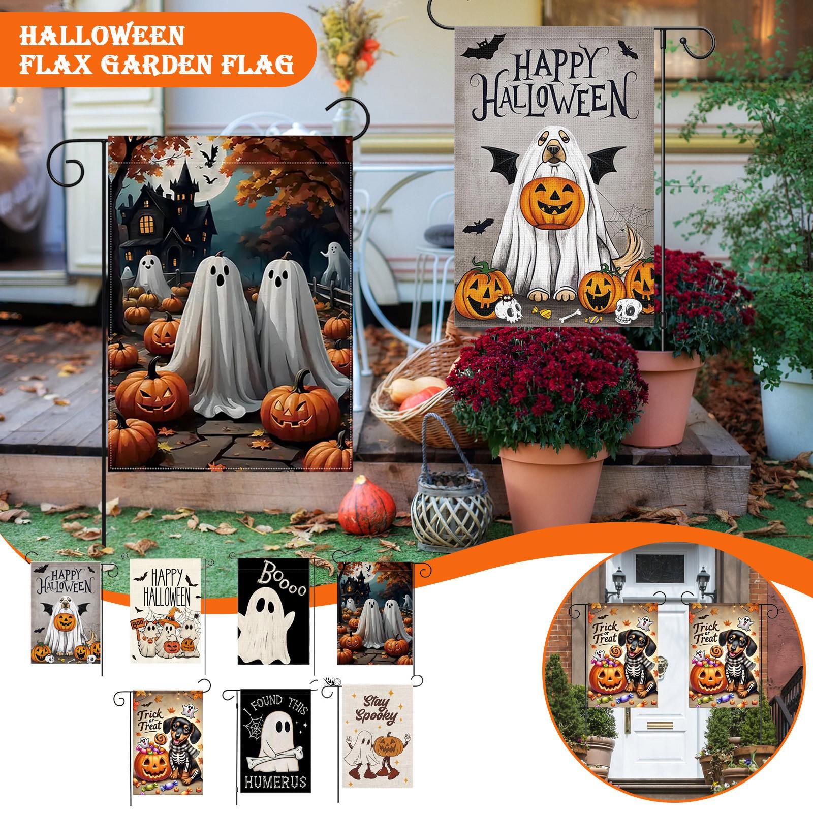 

Флаг для сада на Хэллоуин 11,8x1,7,7 дюйма вертикальный двухсторонний сезонный декор двора для использования на открытом воздухе One Size