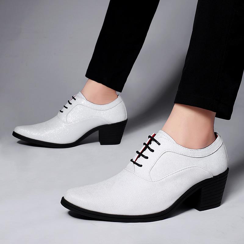 2025 Purple High Heel Men's Shoes Elegant Mens Dress Shoes Designer Moccasin for Men Groom Wedding Leather Shoes Pointed Toe