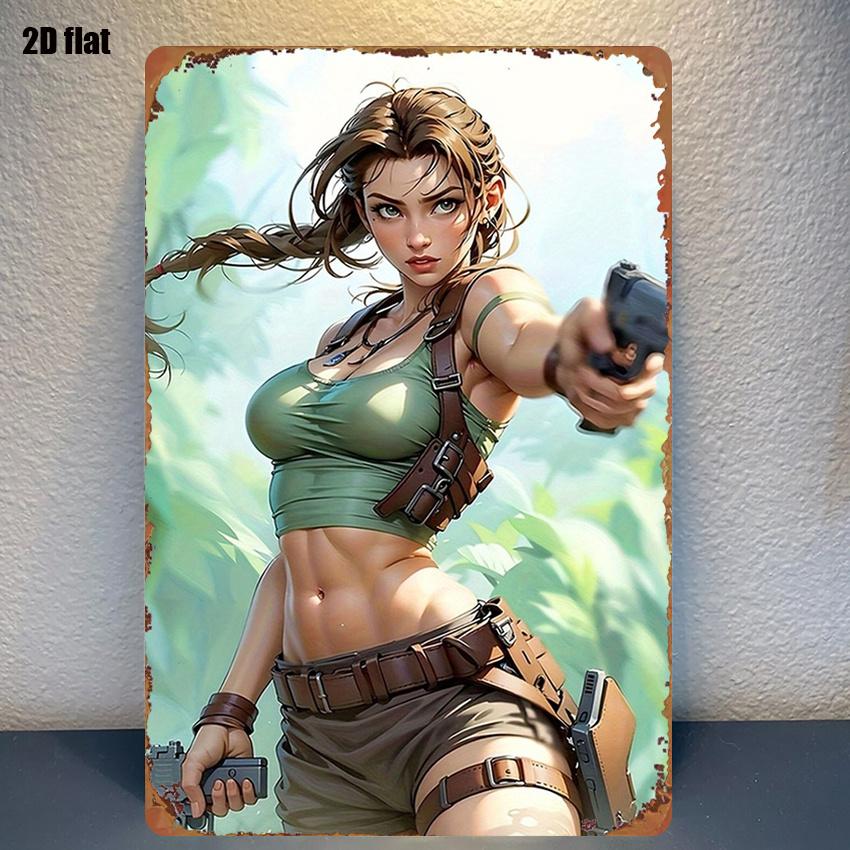 

pc Sign Featuring a Classic Jungle Adventure Female Warrior Design Vibrant Colors Easy to Hang for Bedroom And Home Theater 20x30cm（7.8x11.8inch）