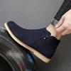 Fashion Italian Genuine Leather Men Boots Business Winter Zipper Slip On British High Boot Mens Cowhide Pointy Boots Suede Chelsea Boots