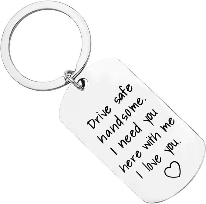 Stainless Steel Engraved Inspirational Keychain - Grateful Message Gift for Car Keys