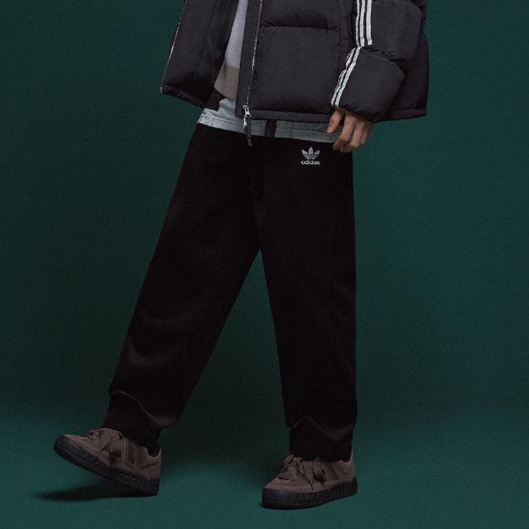 Adidas Originals Solid Color Logo Loose Weave Track Pants Men Bottoms Black IN0991