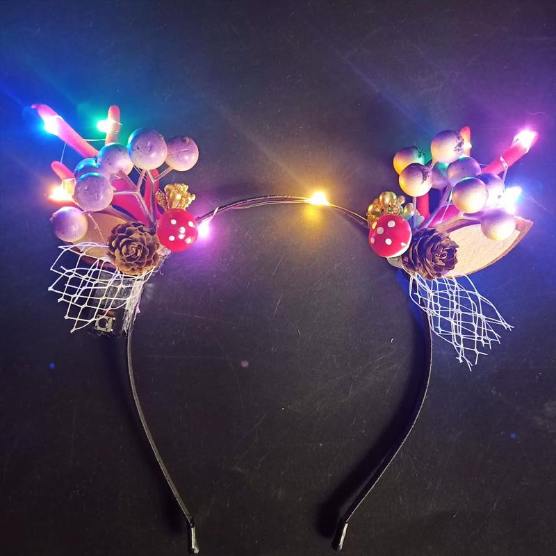 1PC Hair Band Glowing Headwear Hair Accessories Elk Pulp Antlers Party Prop Christmas Headband LED Light