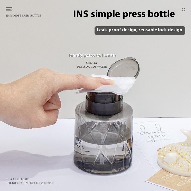 Refillable Lockable Empty Pump Dispenser Nail Manicure Cleaner Makeup Remover Container Press Bottle For Personal Use
