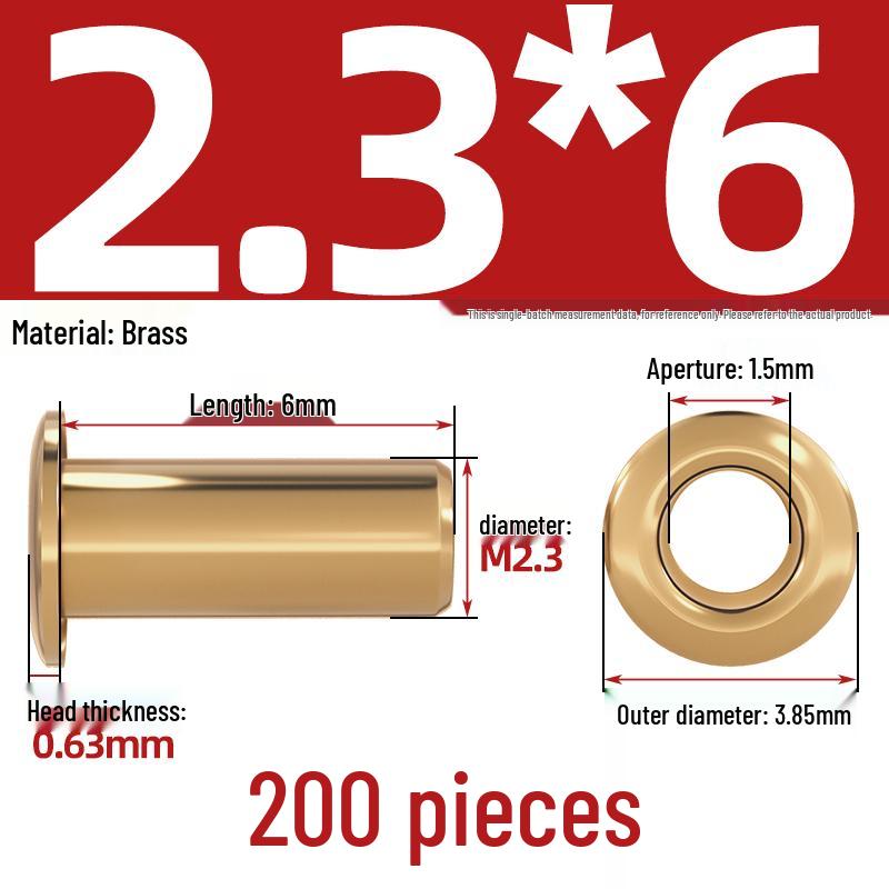 Pure Brass Hollow Rivets & Copper Eyelets Fasteners M1.3–M5