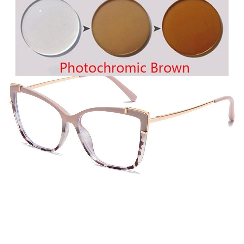 Tea Leopard Frame Cat Eye Prescription Glasses For The Nearsighted Blue Light Blocking Women Myopes Lunettes 0 -0.5 -0.75 To -6