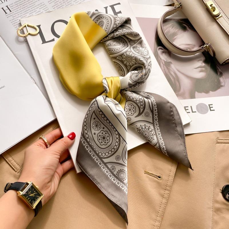 Zhang Ruonan silk scarf women's spring and summer new fashion retro accessories scarf neck high-end small square scarf