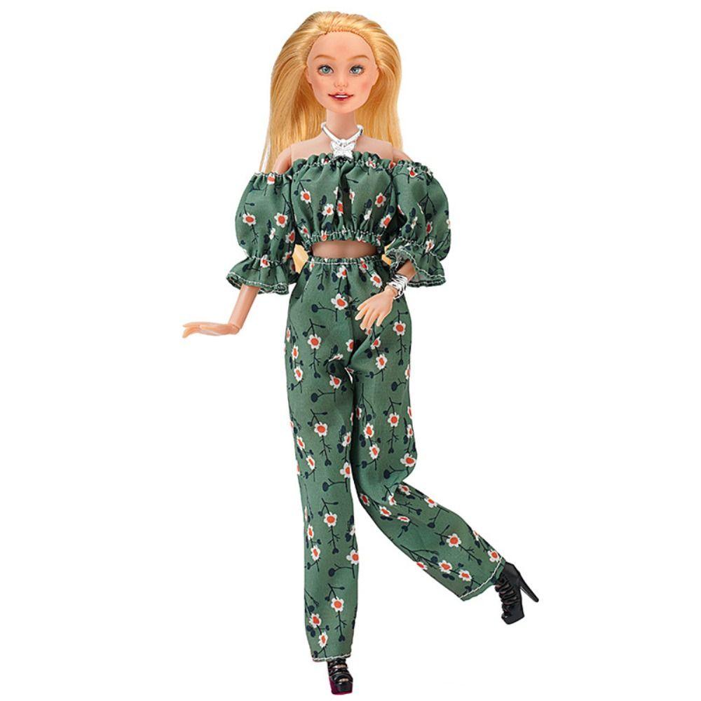 Handmade Fashion Doll Pants Casual Wear Bubble Sleeves Tops Girl Party Clothes for 30cm Dolls