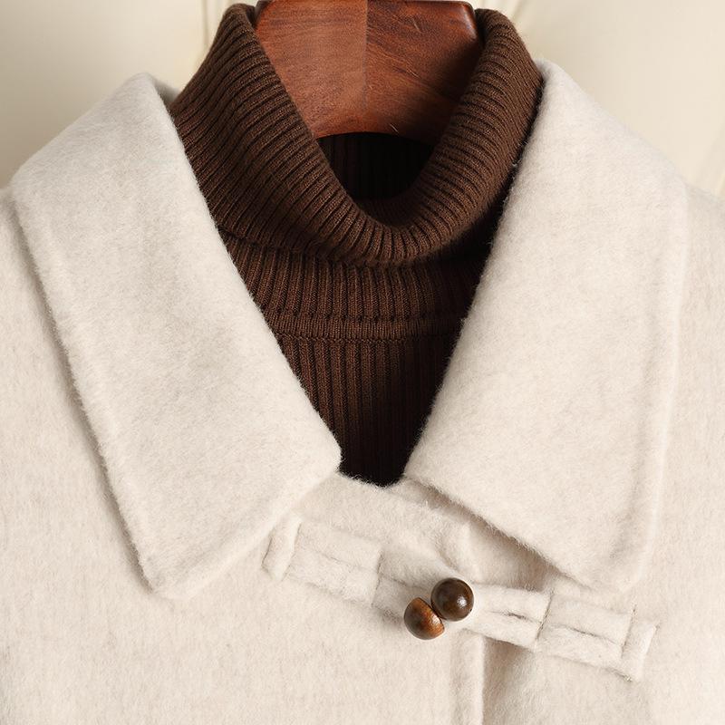 2024 autumn and winter new double-sided wool coat simple and fashionable knee-length light luxury high-end woolen coat women