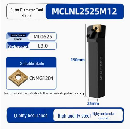 95° CNC Lathe Tool Holder for MCLNR2020K12 | White Hardened 80° Rhombic End Face Machining Tool Holder
