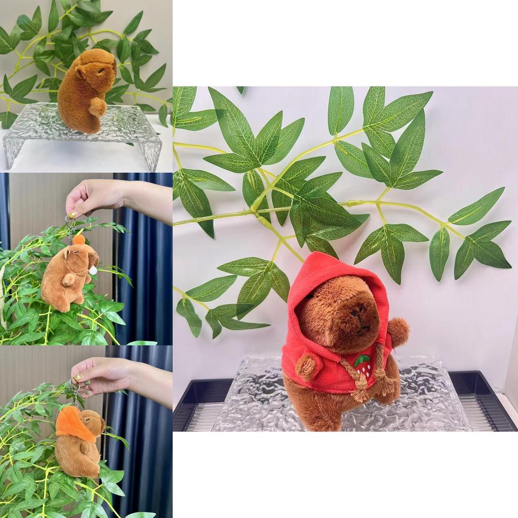 Adorable Plush Capybara Doll Keychain With Colorful Hoodie Perfect For Gifts