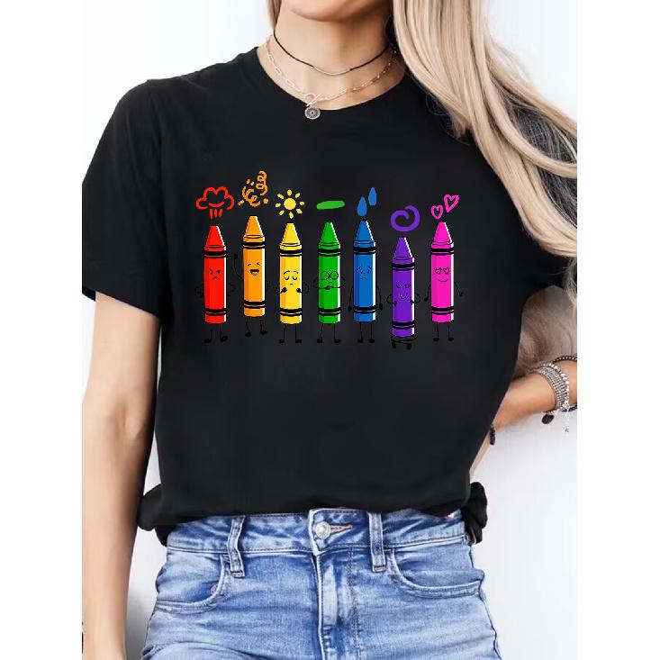 Spanish Letter Print Spring/summer Casual Wear T Round-neck Short-sleeve Sports Shirt T Women's T-shirt