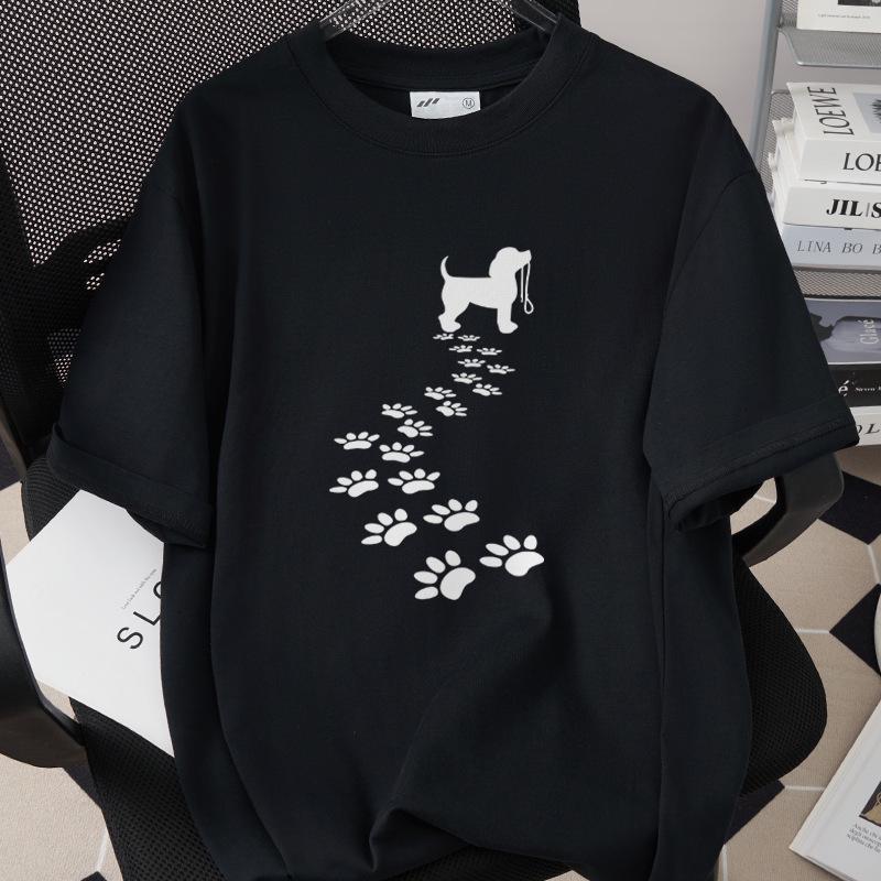 Creative Dog Print Unisex Loose Fit T-Shirt - 260g Pure Cotton, Casual Short Sleeve