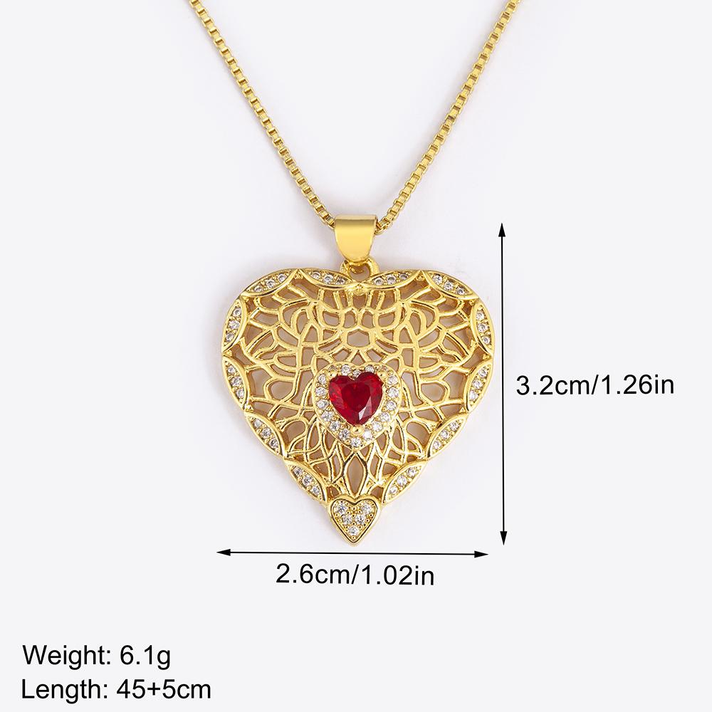 Nidin New Retro Heart Shape Hollow Design Sparkling Zircon Pendant Necklace For Women Men Vintage Jewelry Wholesale Accessories