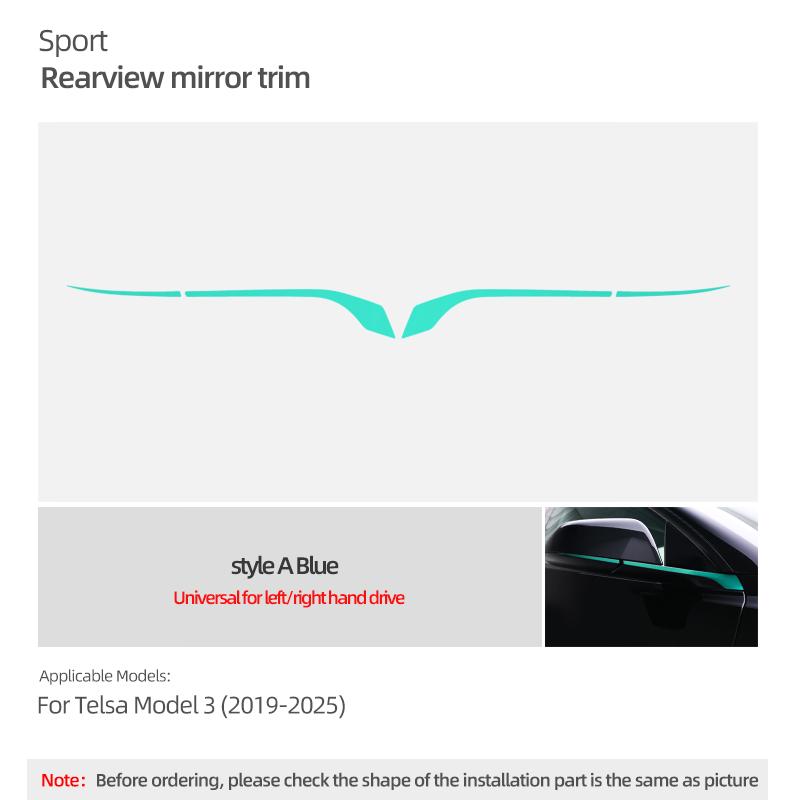 Für Tesla Model 3 Highland 2026 Model Y Juniper Auto Rückspiegel Zierleiste Farbwechsel Folie Dekorationsaufkleber Zubehör