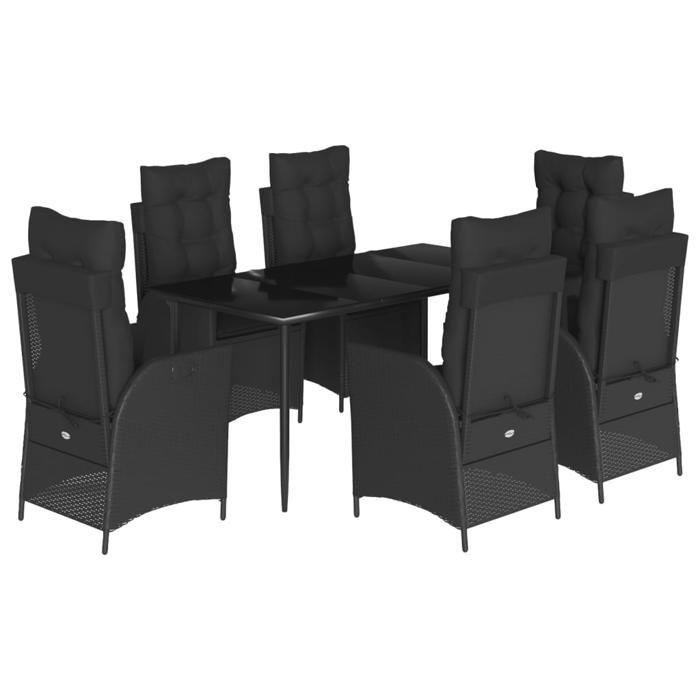 VidaXL 7-Piece Garden Dining Set with Cushions, Table and Chairs with Adjustable Backrest, Outdoor Furniture, 3213179