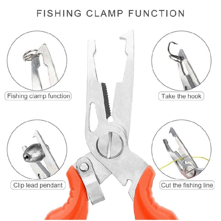 Fishing Pliers Gripper Hook Remover Stainless Fishing Tackle Tool Multifunctional Braid Line Cutter with Coiled Lanyard