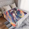 1pc Space Astronaut Throw Blanket - Soft Flannel All-Season Warmth, Cosmic Space Walk Design with Planets & Stars - Lightweight