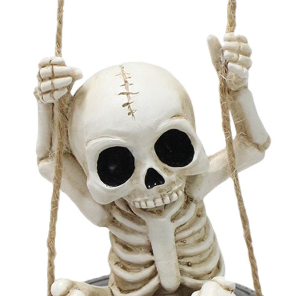 Halloween Swinging Ghost Figurines Hollow Big Eyes Punk-Style Garden Ornament for Halloween Festival Gift