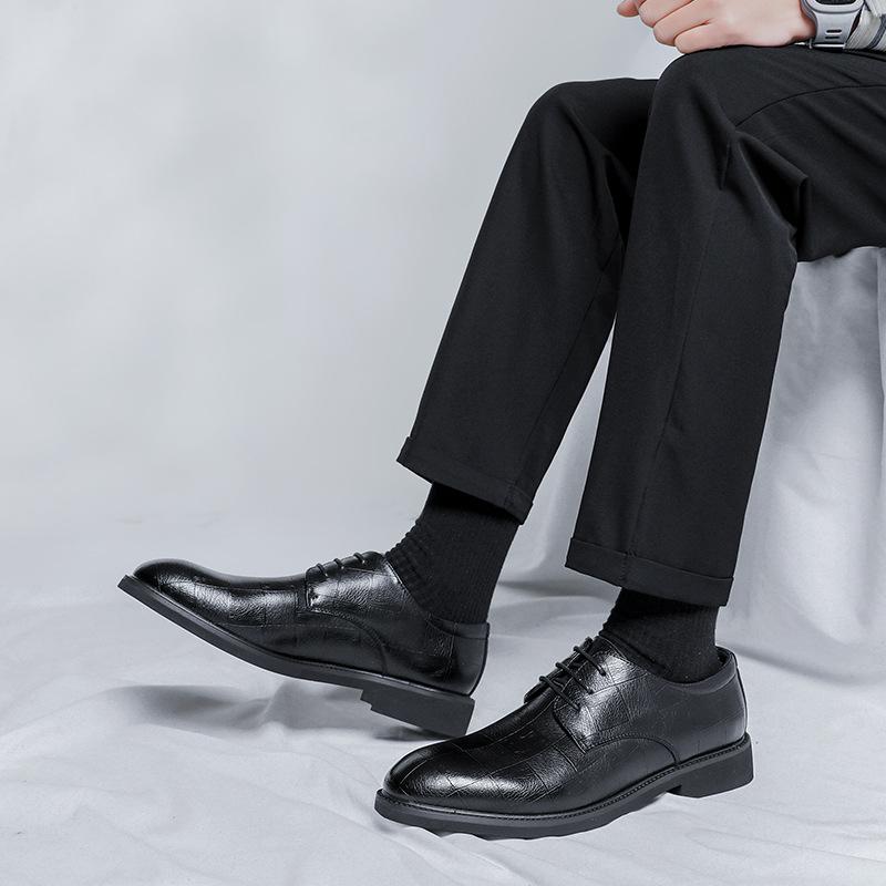 Wedding Leather Shoes With Suit Men'S Spring Youth Soft Leather Breathable Trend Casual Dress 66773-5-R
