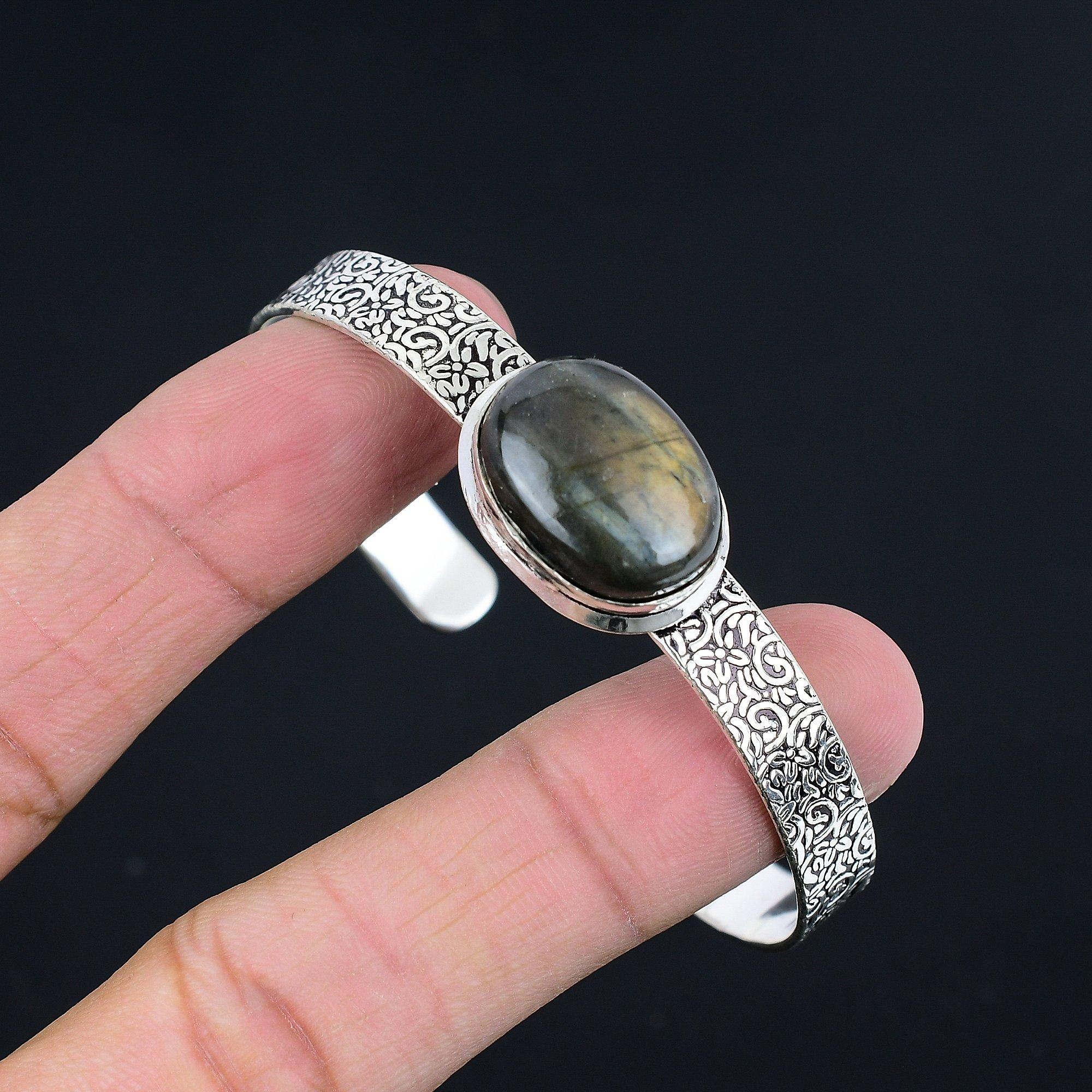 

Распродажа ко Дню сестер Стерлинговое серебро Лабрадорит Элегантный Помолвочный Новый Браслет Adjustable