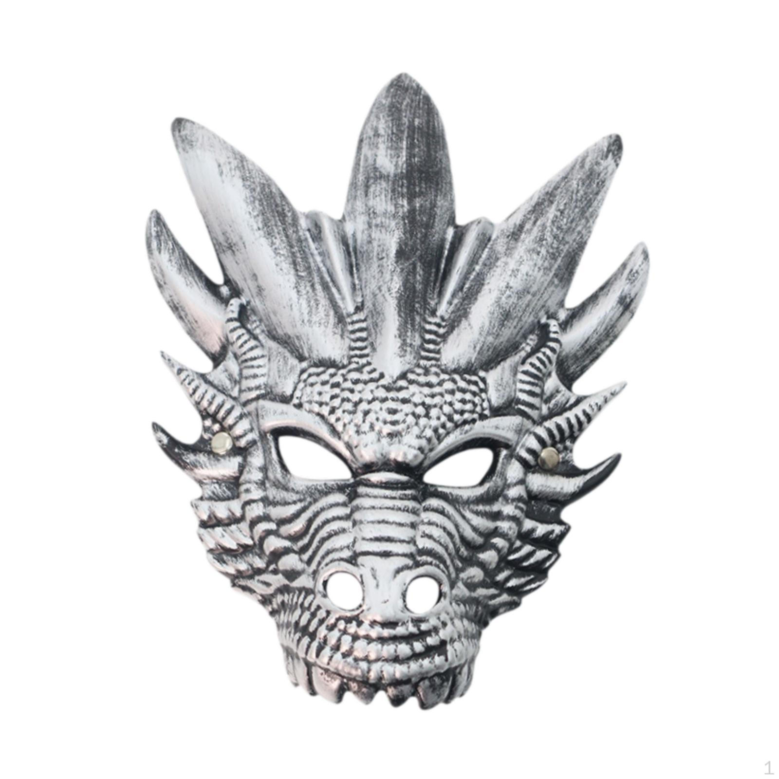 

3D Маска Дракона Головной убор Животного для выступления на Хэллоуин серебряный