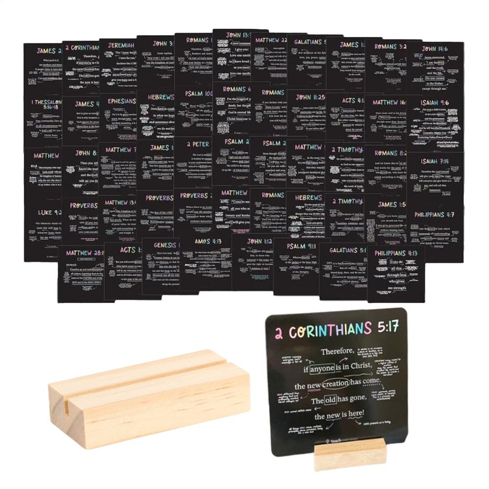 

Prayer Cards 52 Pieces Inspirational Prayer Cards with Wooden Stand Motivational Bible Study Supplies Encouraging Study Supplies чорний