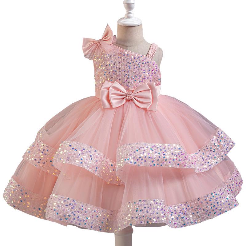 Sequin Fluffy Mesh Princess Dress for Baby Girls - One-Year-Old Banquet/Evening Attire
