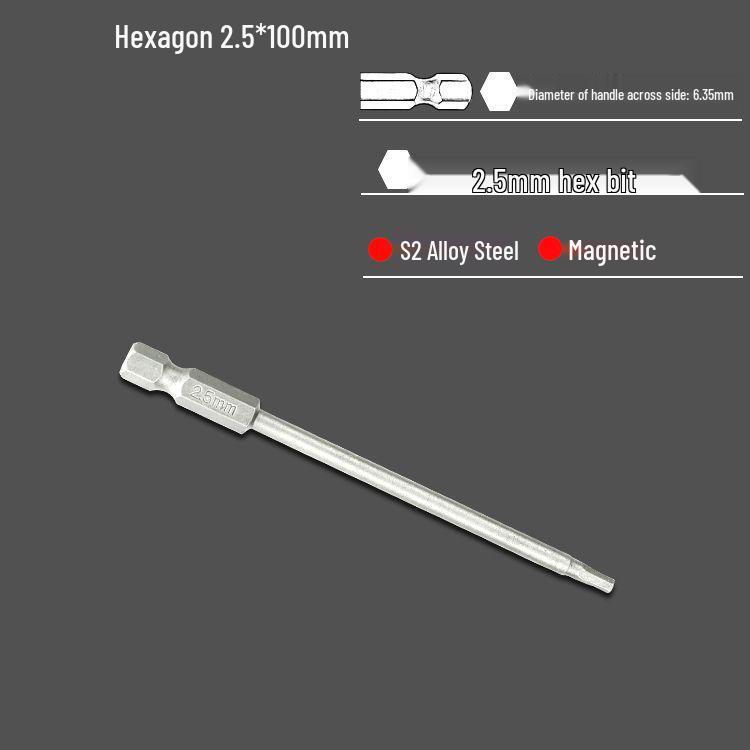S2 Strong Magnetic Hex Socket Bit - High Strength, Shock Resistant for Hand Drills and Electric Screwdrivers