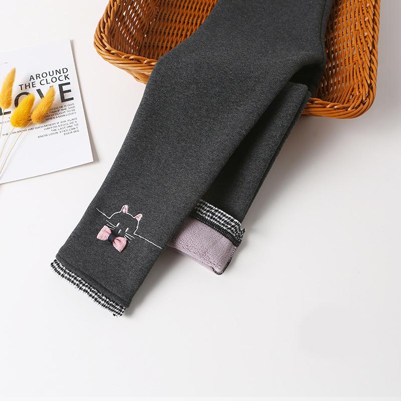 Winter Mädchen Leggings Plus Samt Verdickung Kinder Hosen Mode Gestickte Warme Hosen