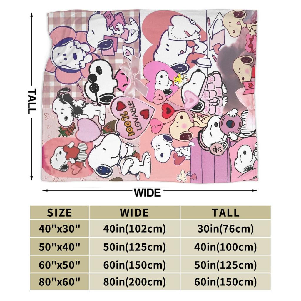 Pink Snoopys Blanket Cover Velvet Cartoon Lightweight Throw Blanket for Car Sofa Couch Bed Rug