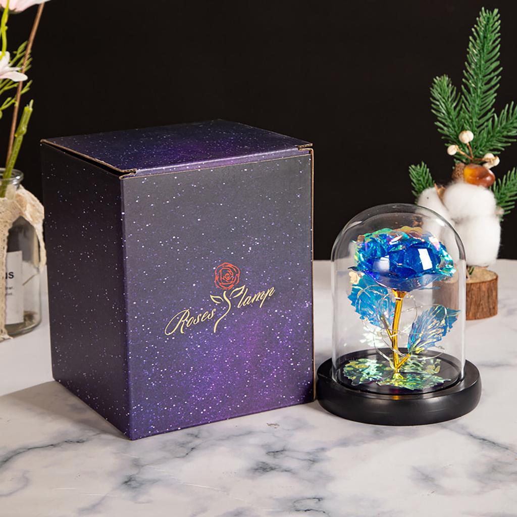 Artificial Rose Flowers Glass Rose LED Light  Gift For Valentine's Day