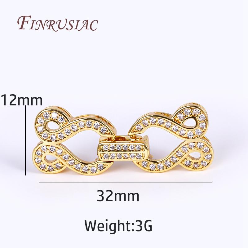 18K Gold Plated Inlaid Zircon Closure Fasteners Lock Clasps Accessories,Handmade Decorative Connector Pearls Clasps Supplies