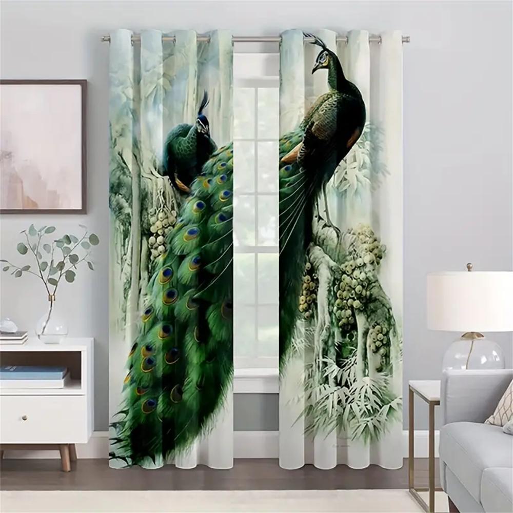 Luxury Oil Painting Gold Vase Colorful Flower Window Curtains Blinds for Living Room Girl Boy Kids Bedroom Decor 2Pieces Office