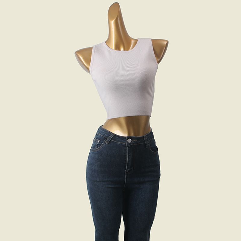 Foreign Trade Original Order Silm Sleeveless Midriff-Baring Pure Color Vest Sexy Sexy Female Knitting Upperwaear