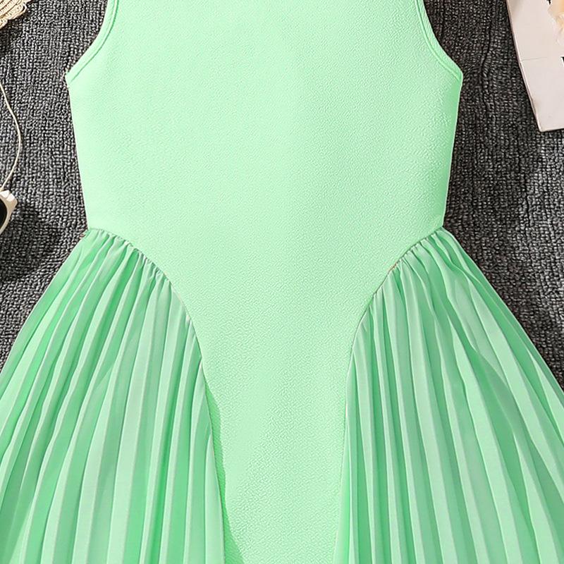 Girls' Casual Dress, Autumn Children's Pleated Sleeveless Dress
